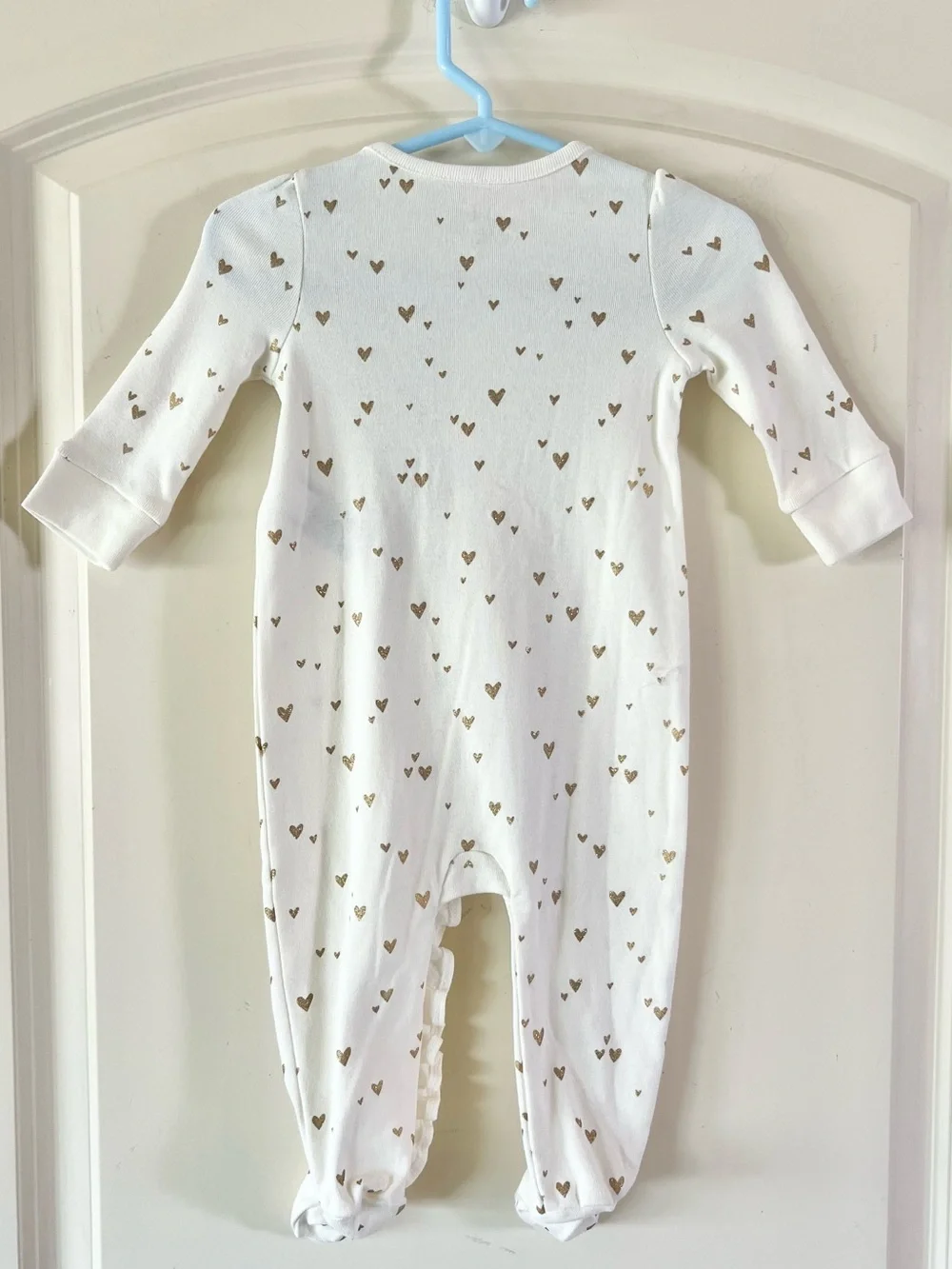 NWT Baby Gap Organic Cotton Gold Heart Footed Onesie Sleeper Pajamas 3-6M
